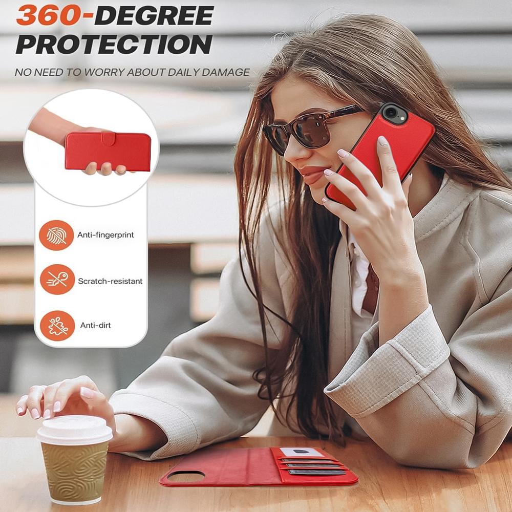 Magnetic Wallet für Apple iPhone 16e in Rot