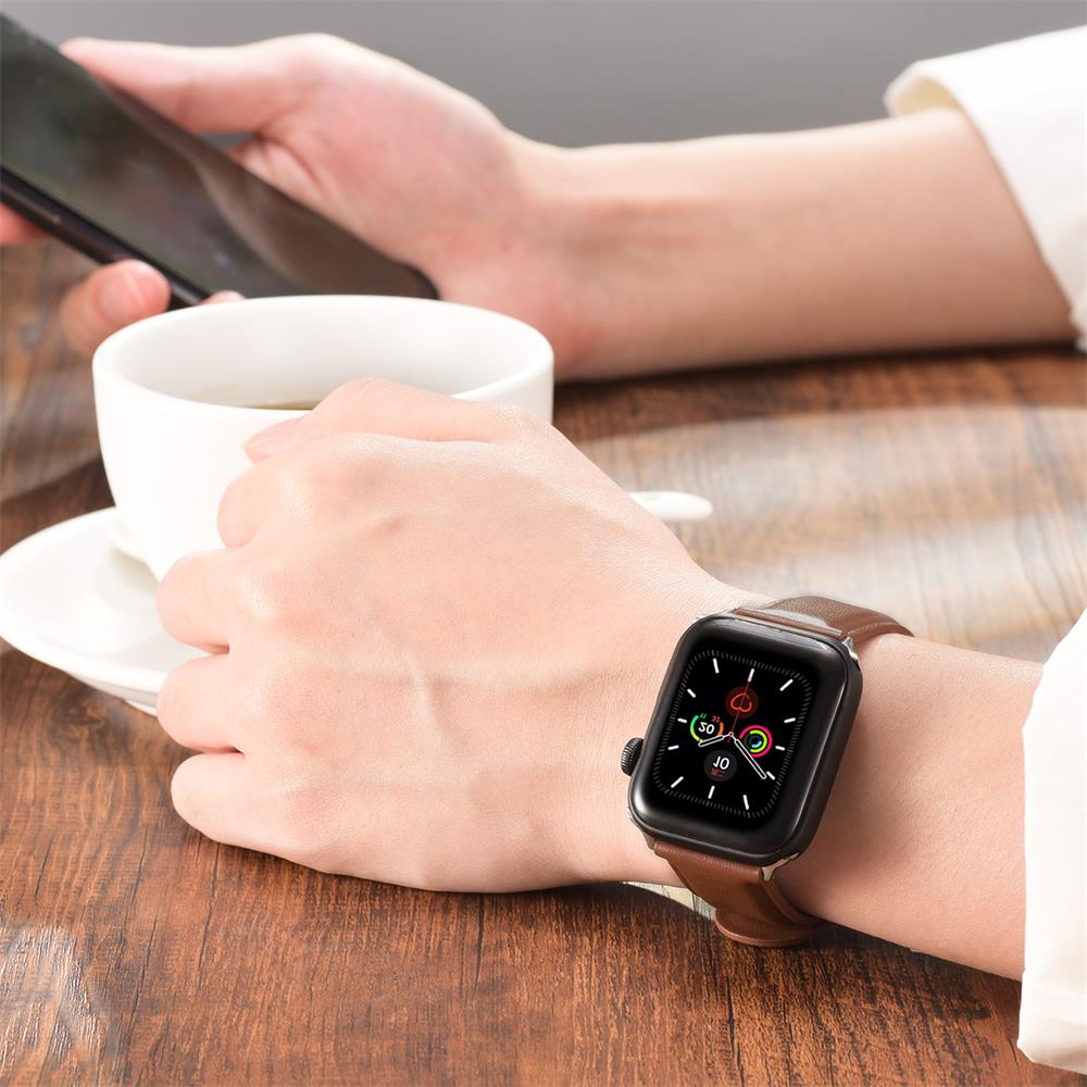 Fitnessarmband LEDER für Apple Watch 1-9 - 42/44/45 Gr. L in Braun