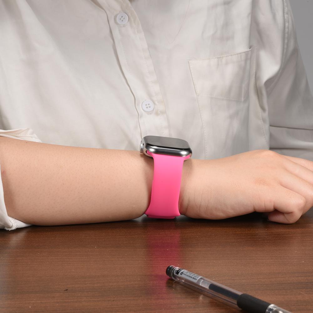 Silikonarmband Butterfly Apple Watch 1-11/SE1-3/Ultra1-3 - 42/44/45/49mm in Knallrosa - Größe L