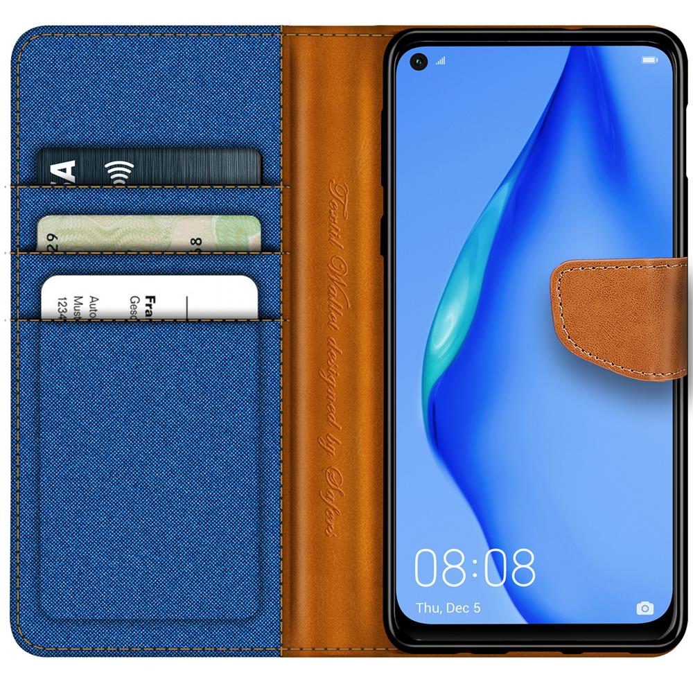 Textil Wallet für Huawei P40 Lite in Blau