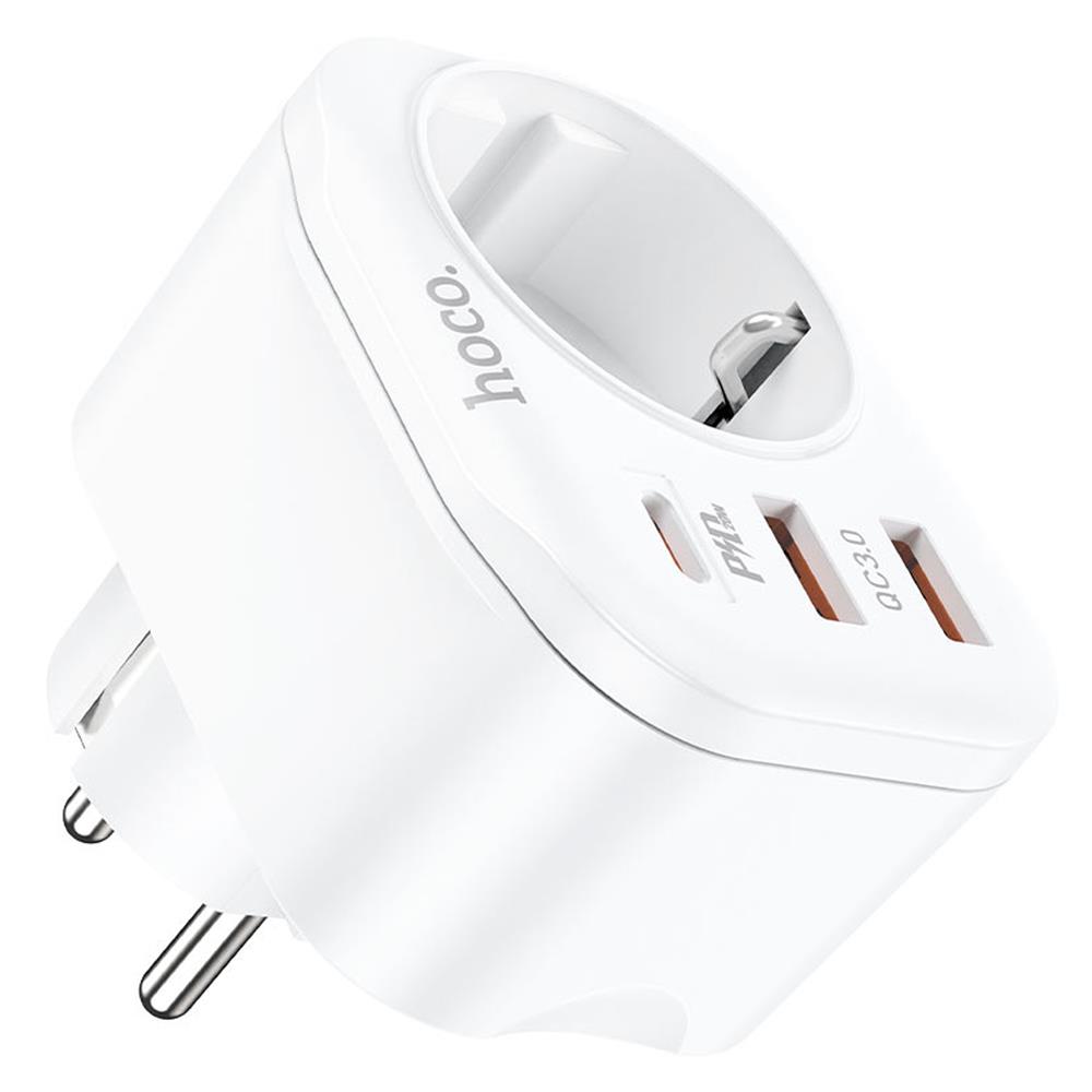 Hoco NS3 - Schuko-Adapter in Weiss