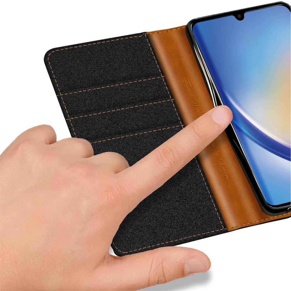 Textil Wallet für Samsung Galaxy A54 5G in Schwarz