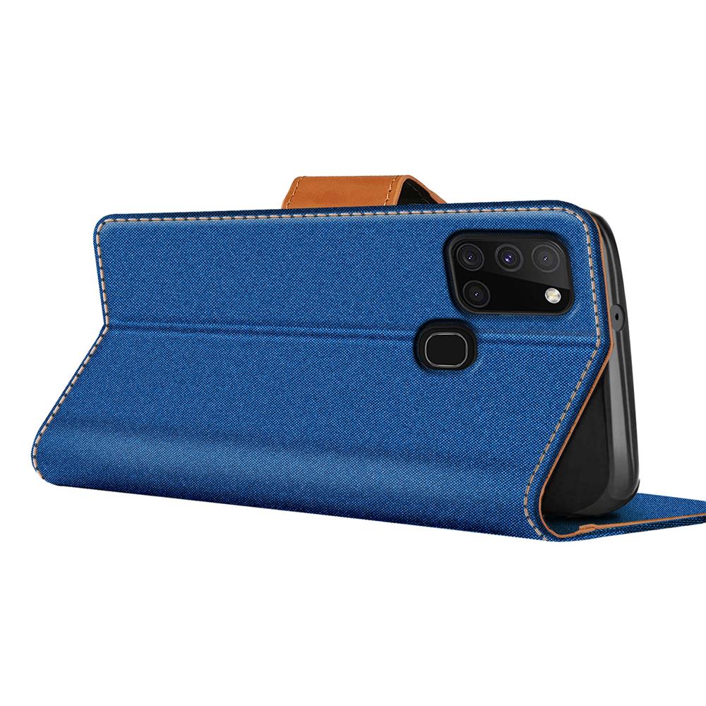 Textil Wallet für Samsung Galaxy A21s in Blau