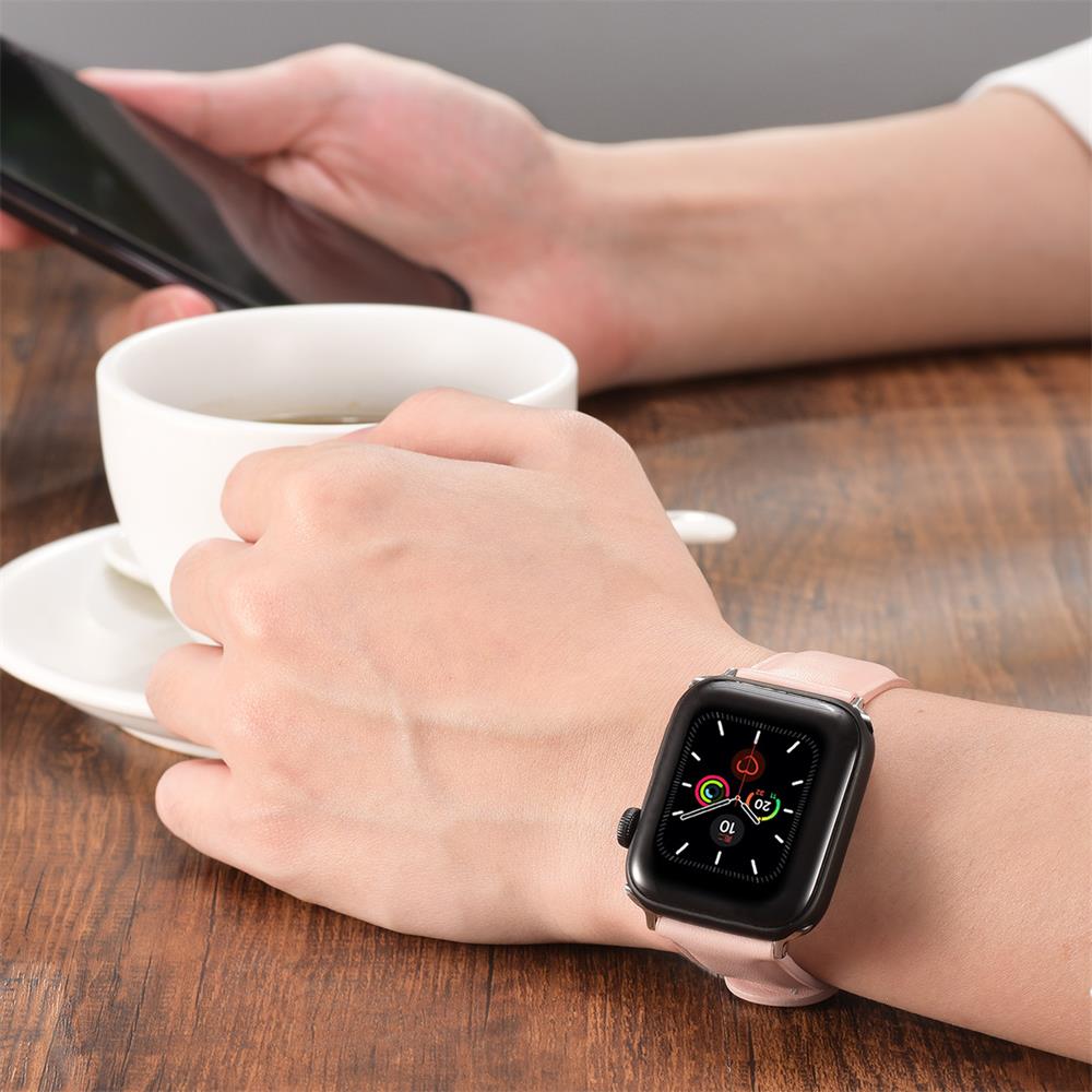 Fitnessarmband LEDER für Apple Watch 1-9 - 42/44/45 Gr. L in Rosa