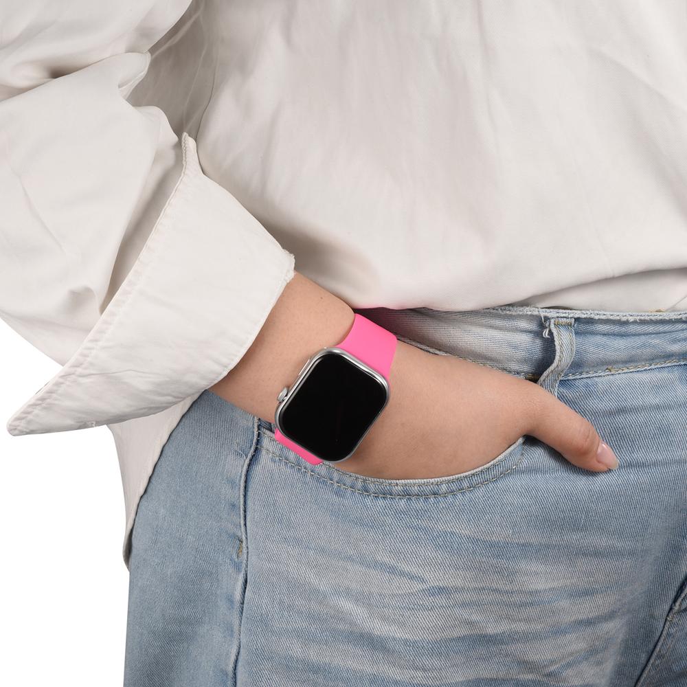 Silikonarmband Butterfly Apple Watch 1-11/SE1-3/Ultra1-3 - 42/44/45/49mm in Knallrosa - Größe L