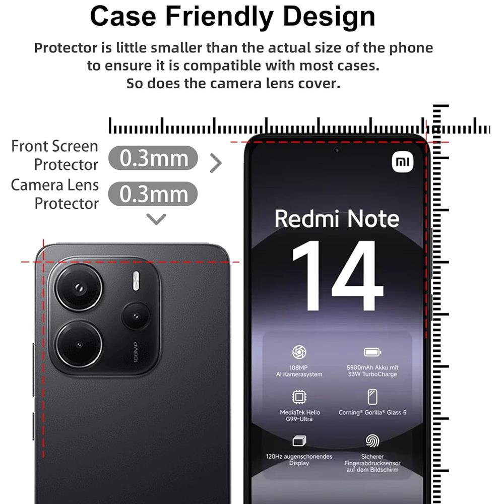 4in1 Glas Set für Xiaomi Redmi Note 14 (4G)