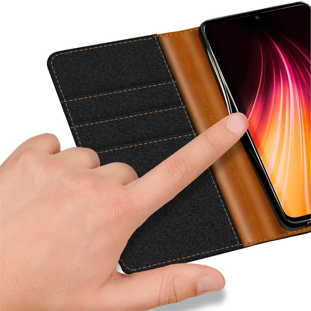 Textil Wallet für Xiaomi Redmi Note 8T in Schwarz