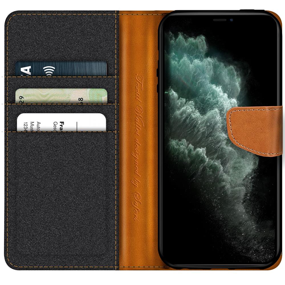 Textil Wallet für Apple iPhone 11 Pro Max in Schwarz