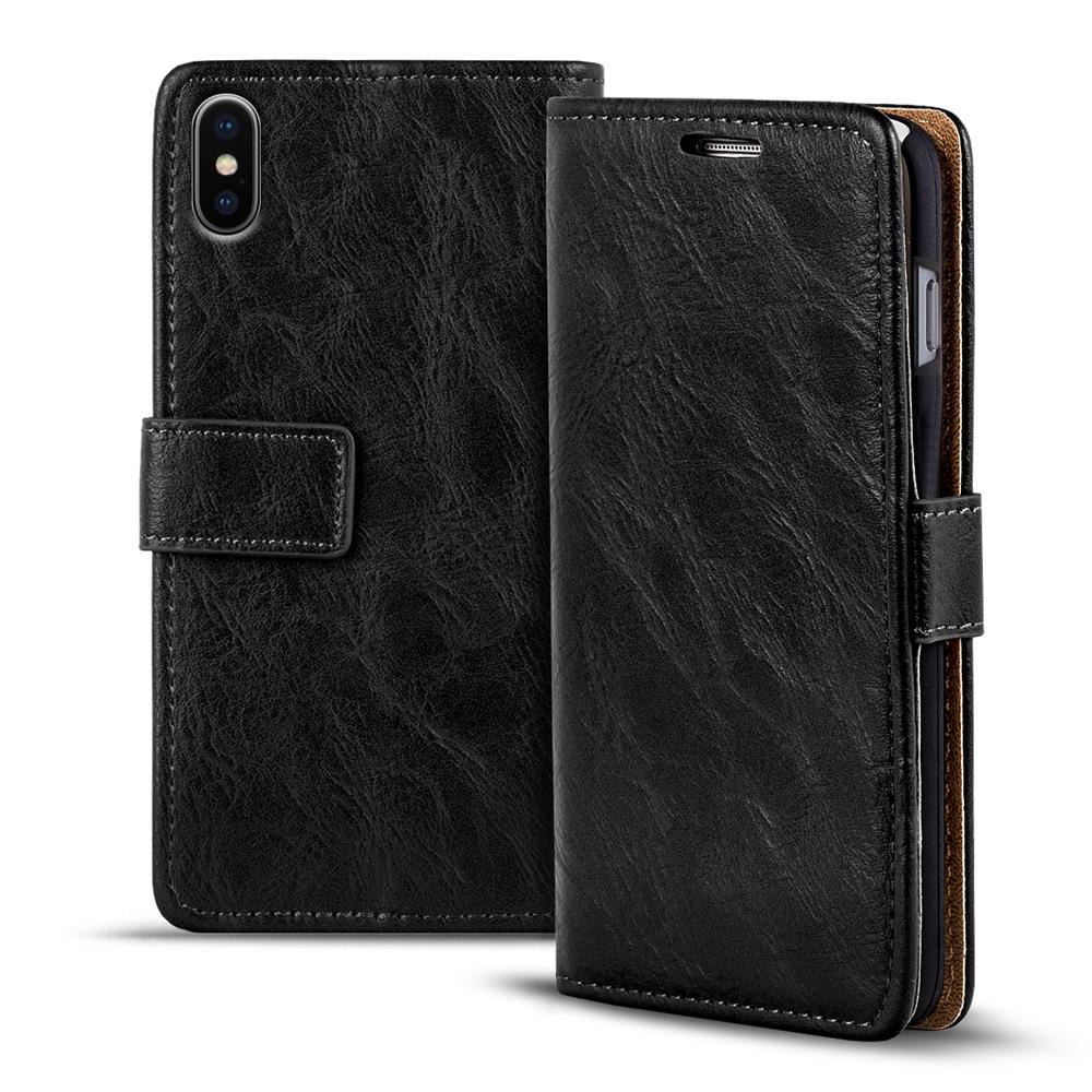 Retro Wallet für Apple iPhone XS Max in Schwarz