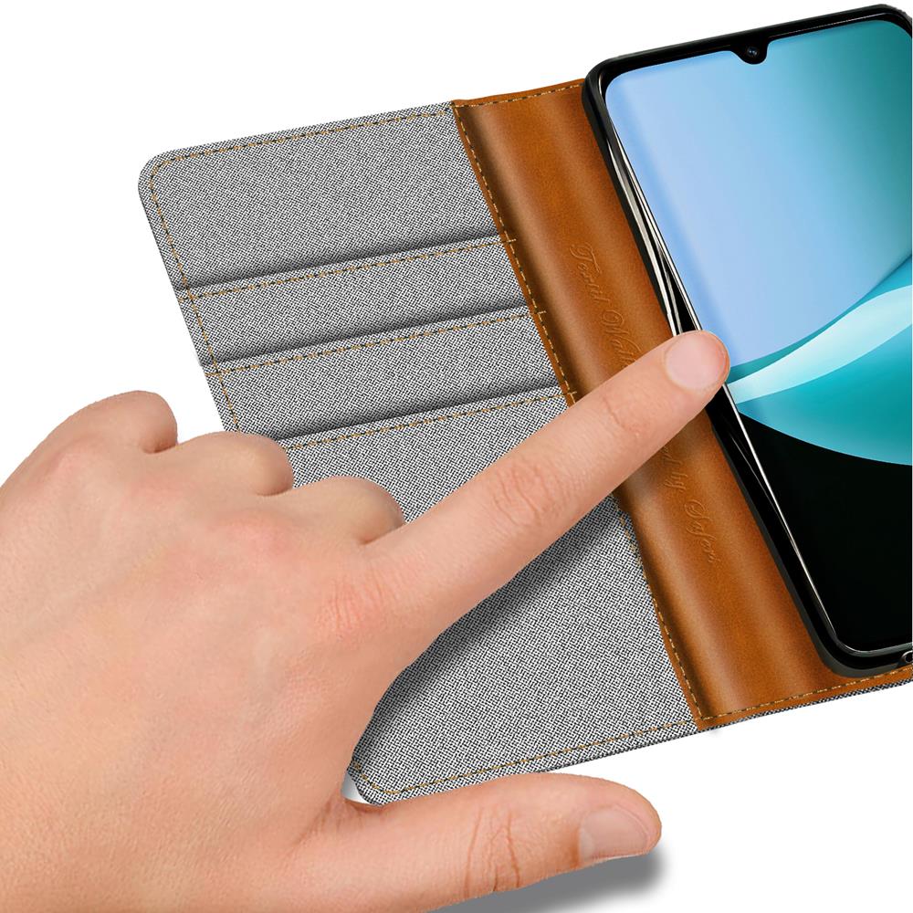 Textil Wallet für Xiaomi Redmi 15C in Grau
