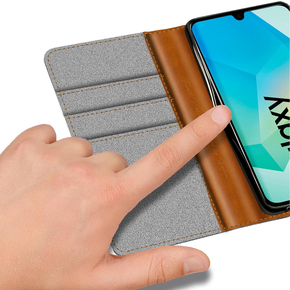 Textil Wallet für Samsung Galaxy A17 5G in Grau