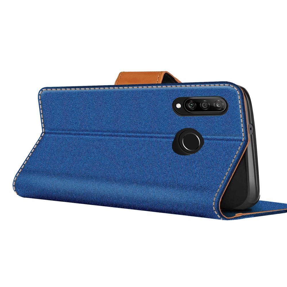 Textil Wallet für Huawei P30 Lite in Blau