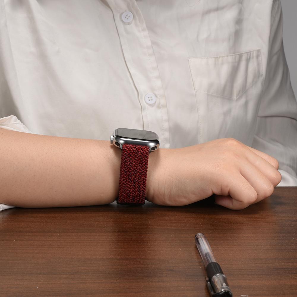 Loop Nylonarmband für Apple Watch 1-11/SE1-3/Ultra1-3 - 42/44/45/49mm in Dunkelrot - Universal