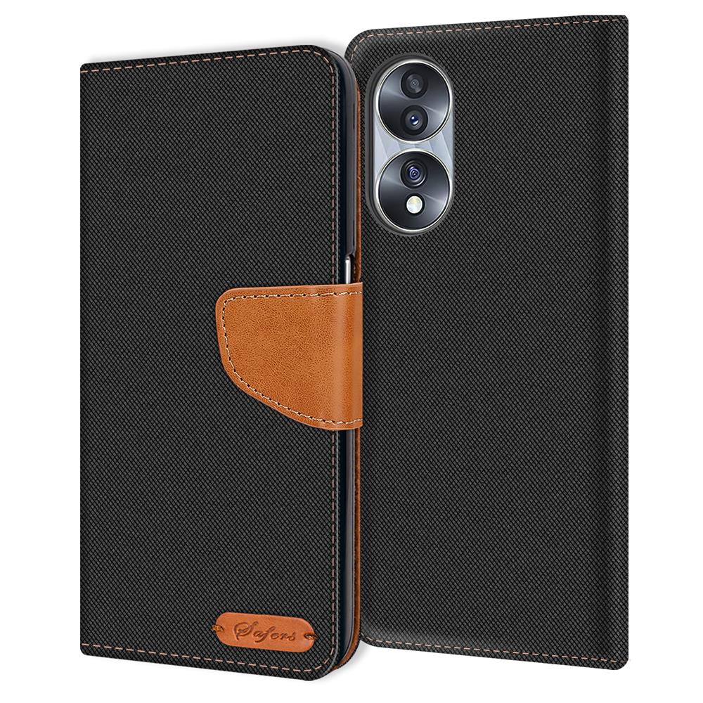 Textil Wallet für Honor 70 in Schwarz