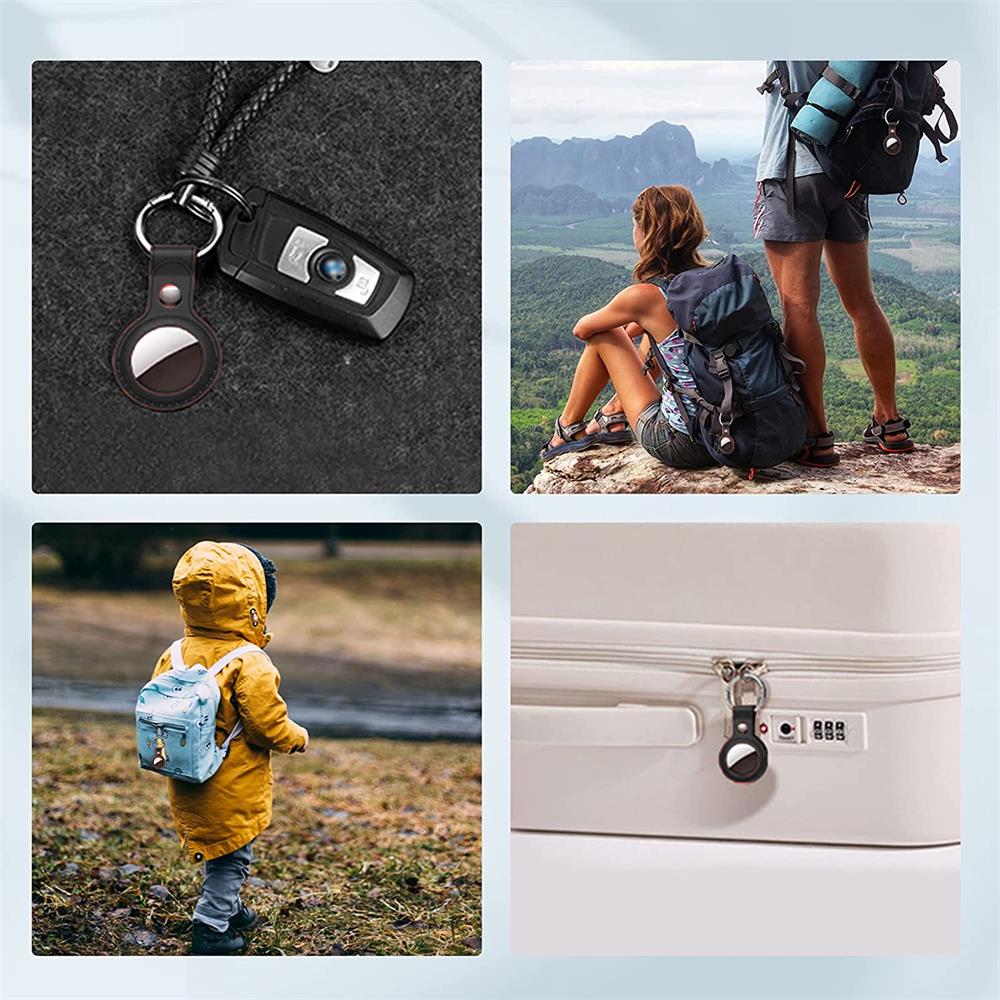 Tag Case Kunstleder für Apple Airtags in Schwarz
