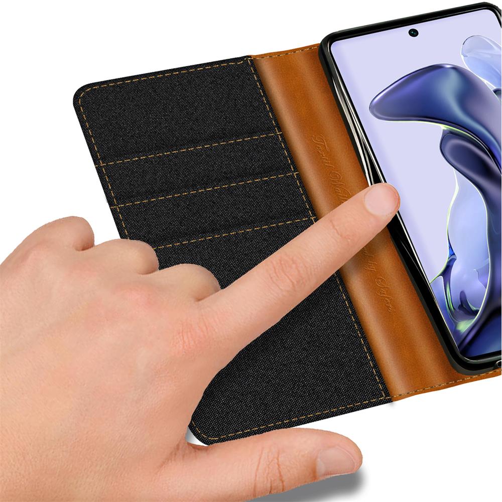 Textil Wallet für Xiaomi 12 Lite 5G in Schwarz