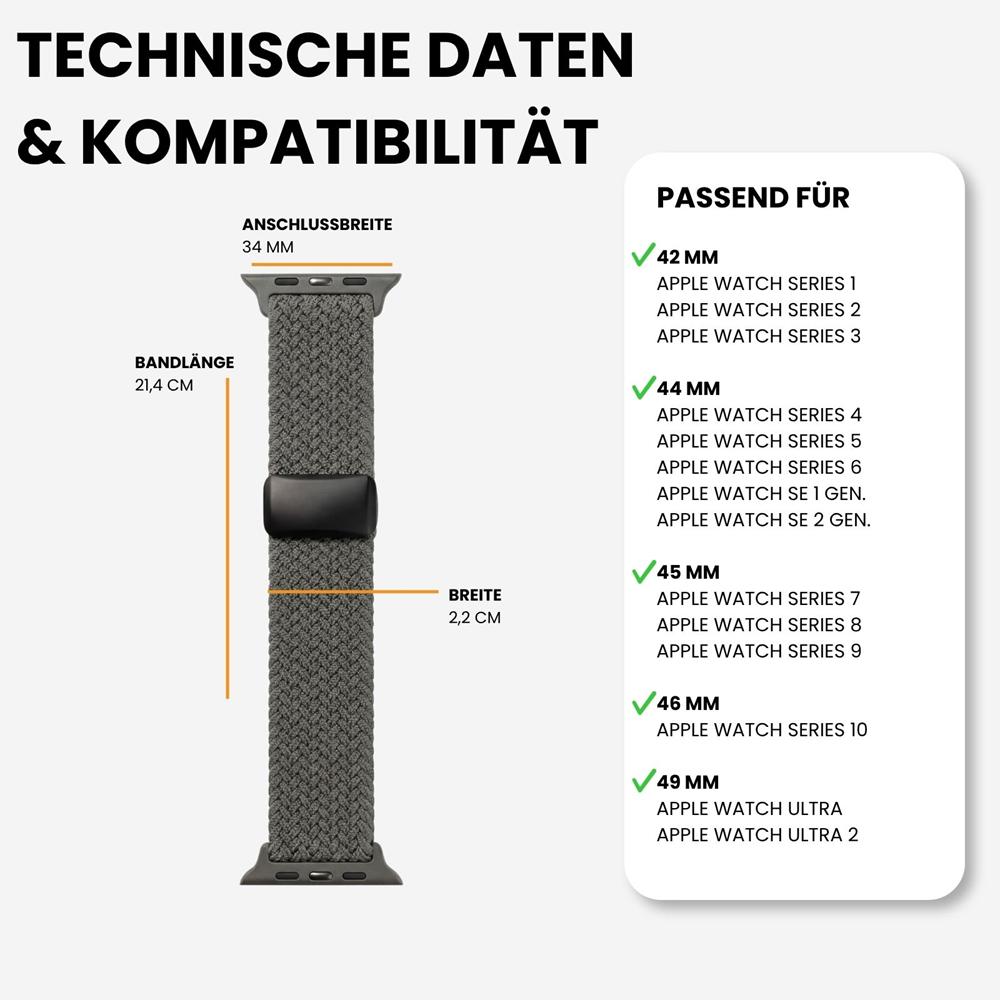Loop Nylonarmband für Apple Watch 1-11/SE1-3/Ultra1-3 - 42/44/45/49mm in Olivgrün - Universal