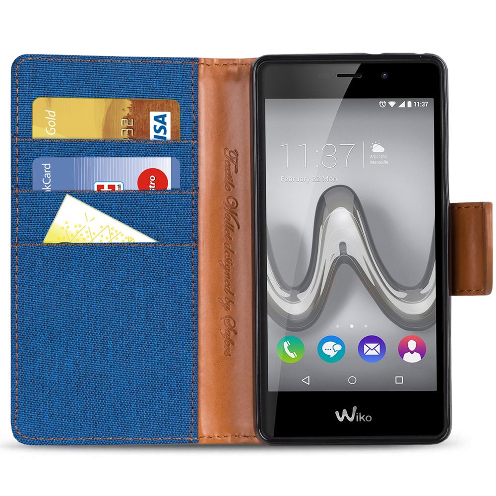 Textil Wallet für Wiko Tommy in Blau