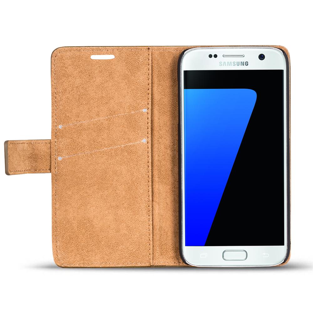 Retro Wallet für Samsung Galaxy S7 in Mocca