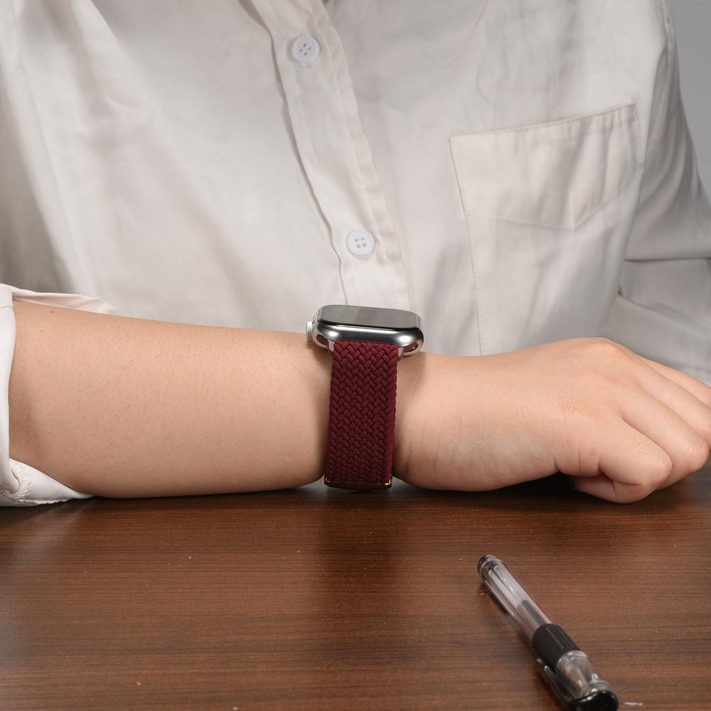 Loop Nylonarmband für Apple Watch 1-11/SE1-3/Ultra1-3 - 42/44/45/49mm in Weinrot - Universal