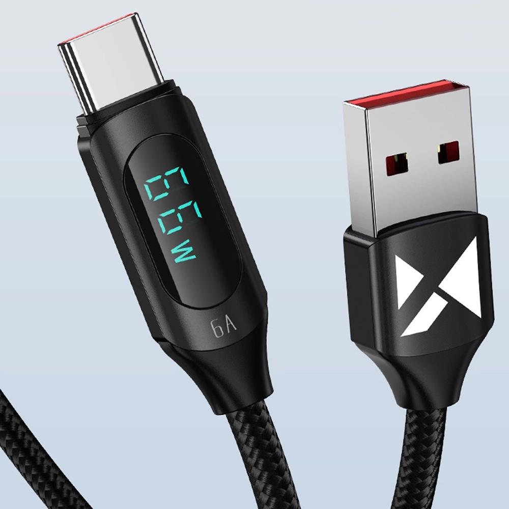 Wozinsky Display Ladekabel USB-A / Type C 1M in Schwarz