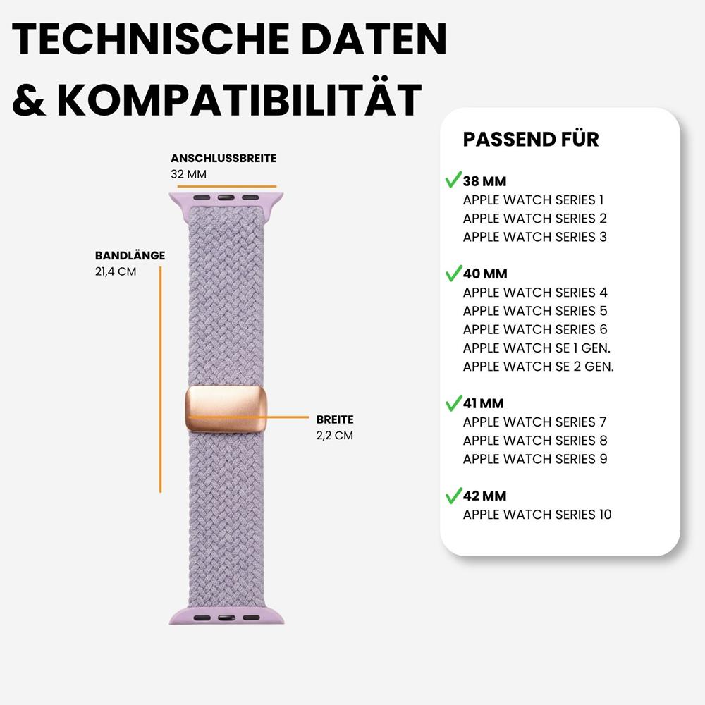 Loop Nylonarmband für Apple Watch 1-11/SE1-3 - 38/40/41/42mm in Nebelviolett - Universal