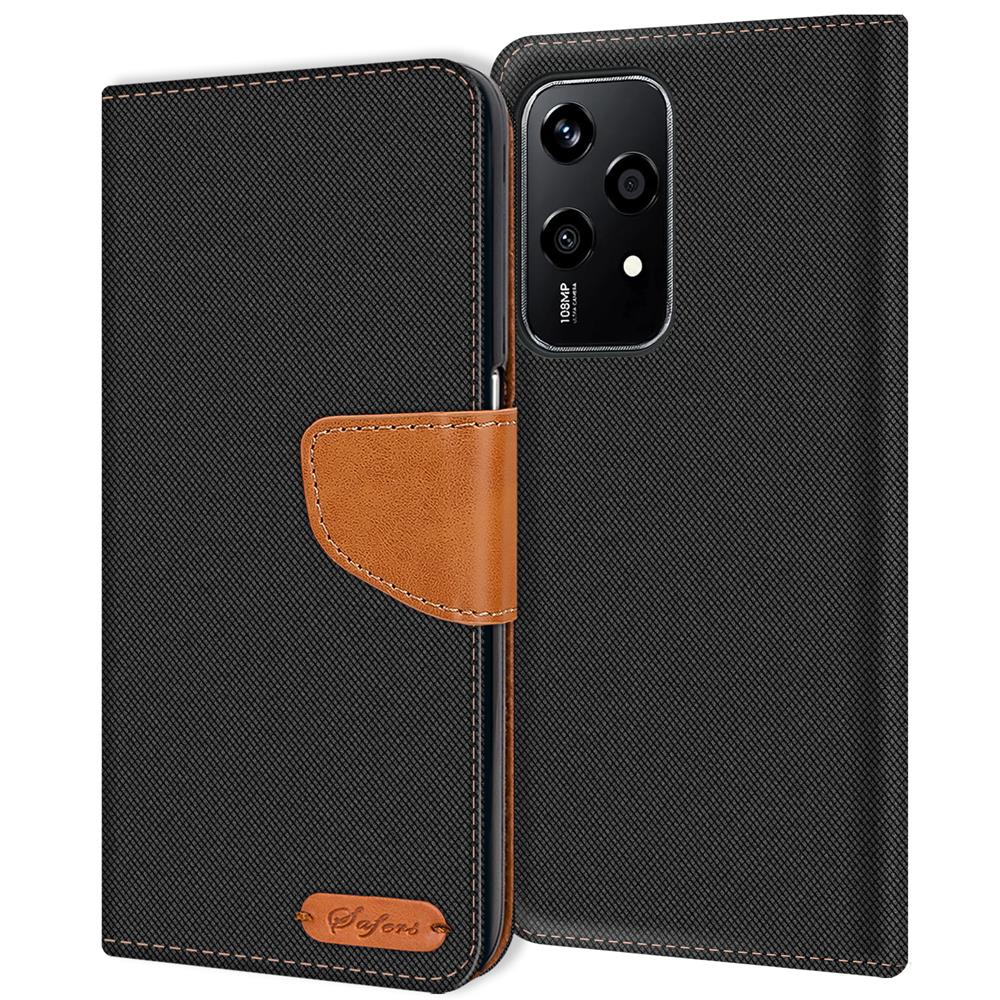 Textil Wallet für Honor 200 Lite in Schwarz
