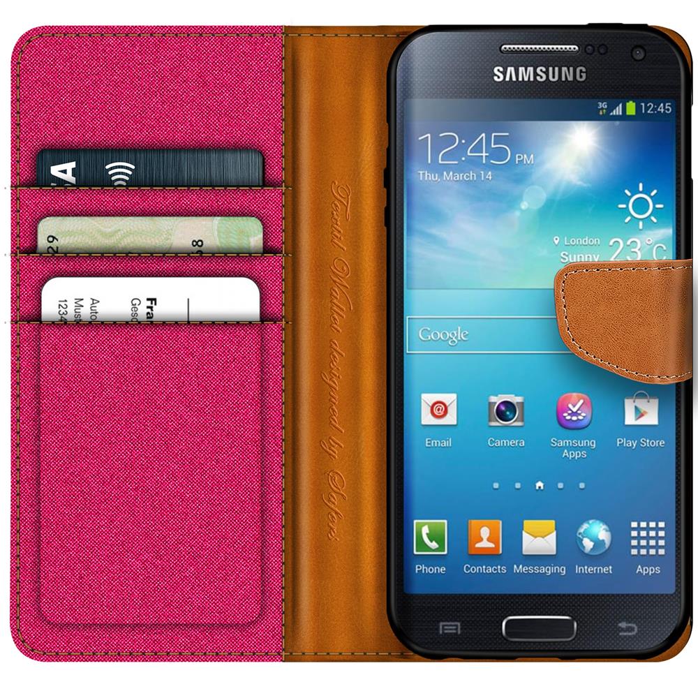Textil Wallet für Samsung Galaxy S4 in Pink