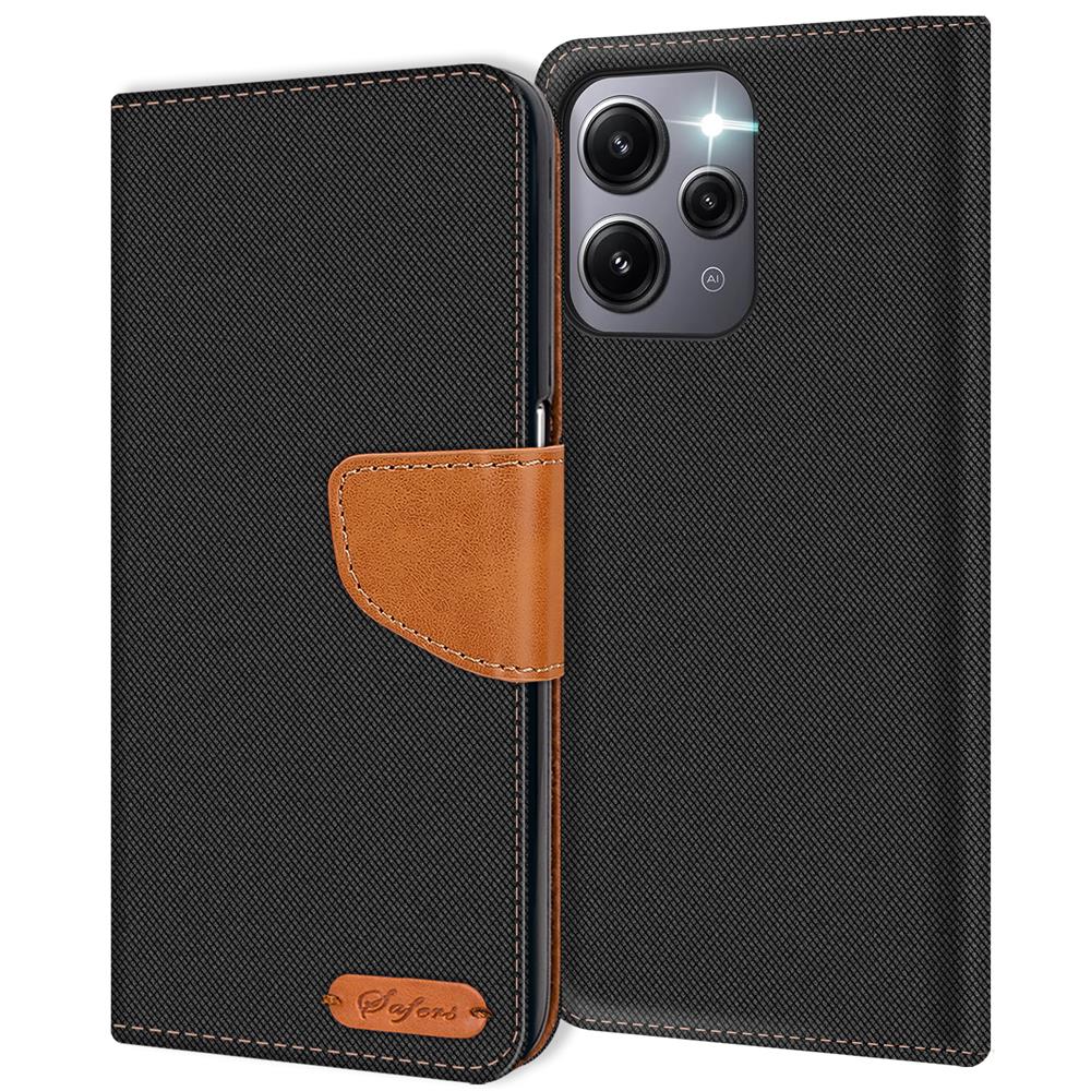 Textil Wallet für Xiaomi Redmi 12 in Schwarz