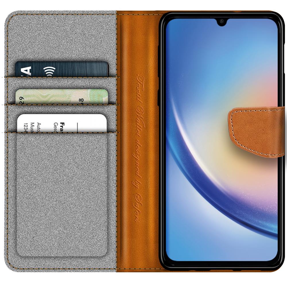 Textil Wallet für Samsung Galaxy A54 5G in Grau