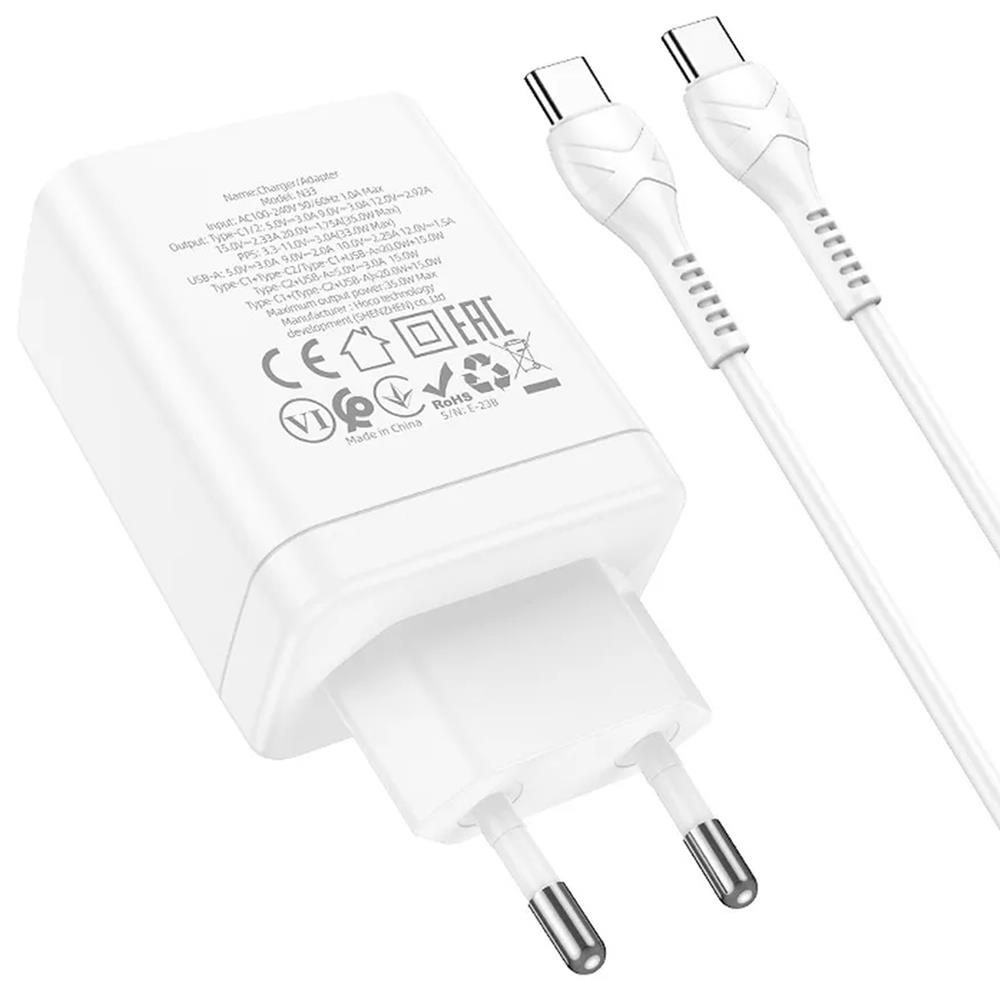 Netz-Ladegerät Hoco - N33 Start Typ C in Weiss