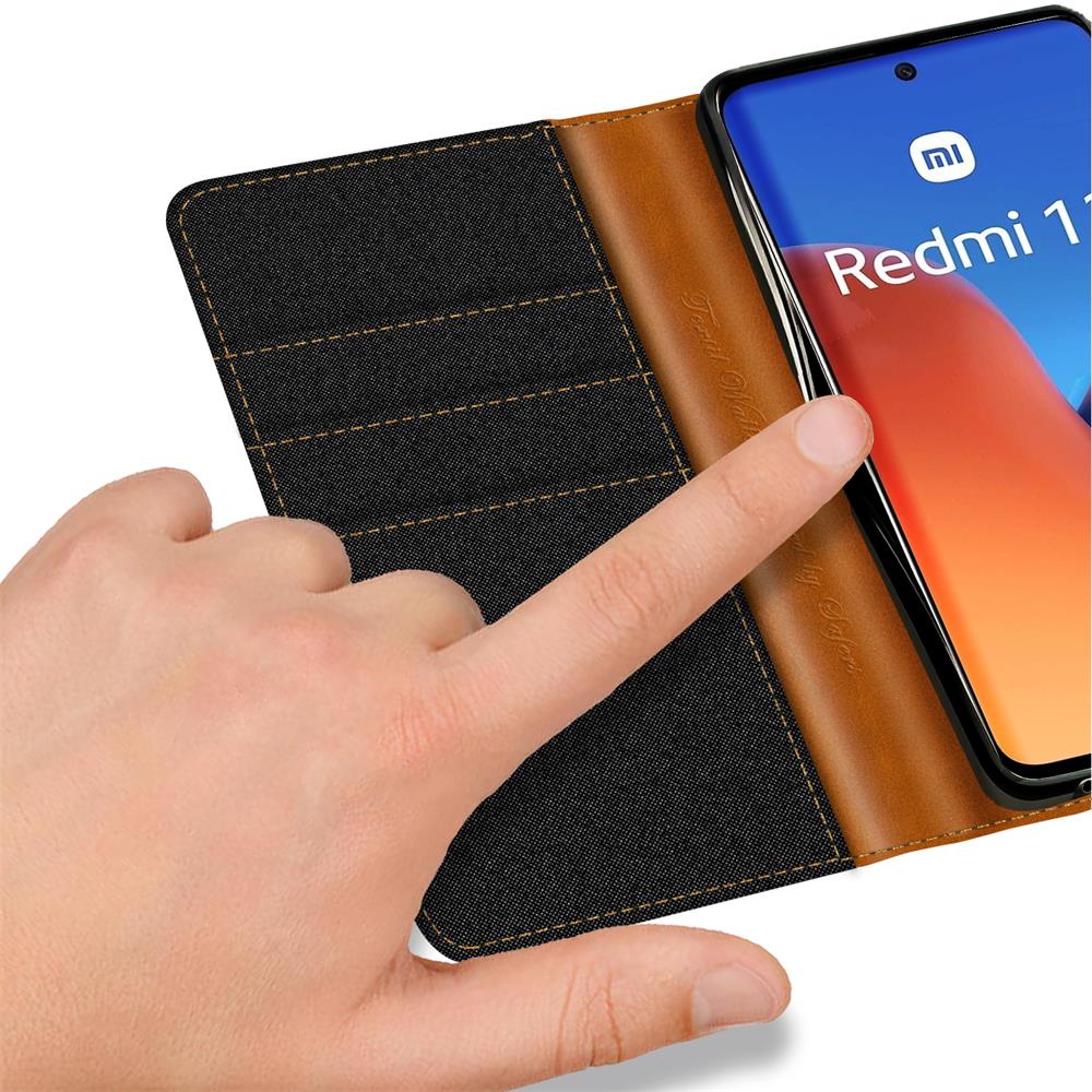 Textil Wallet für Xiaomi Redmi 12 in Schwarz