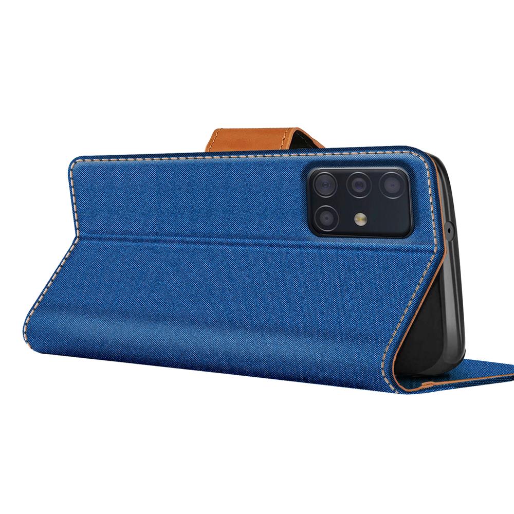Textil Wallet für Samsung Galaxy A51 in Blau