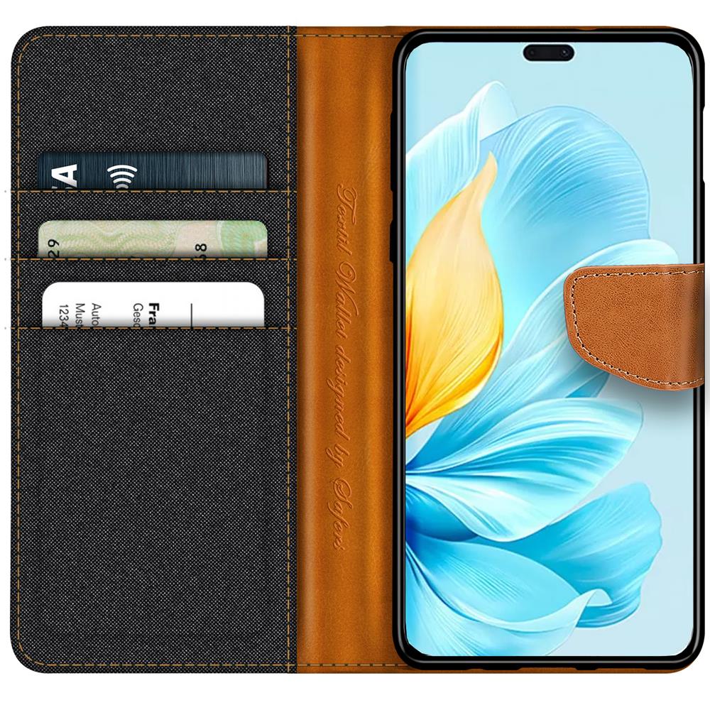 Textil Wallet für Honor 200 Pro in Schwarz