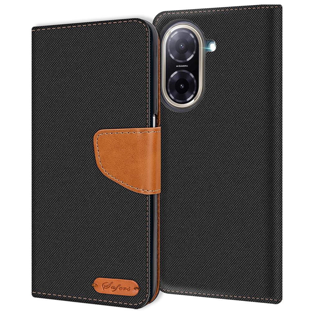 Textil Wallet für Xiaomi Redmi A5 in Schwarz