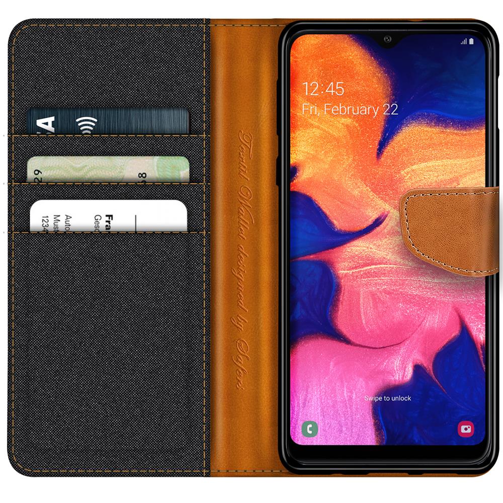 Textil Wallet für Samsung Galaxy A20e in Schwarz
