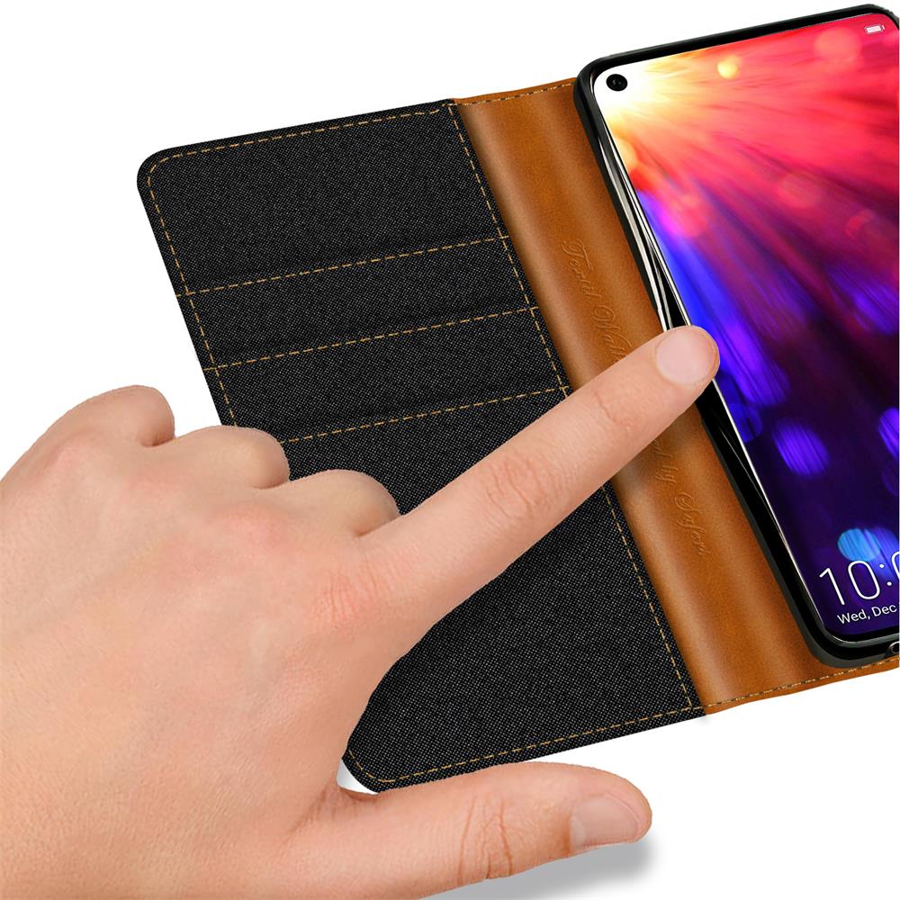 Textil Wallet für Honor View 20 in Schwarz