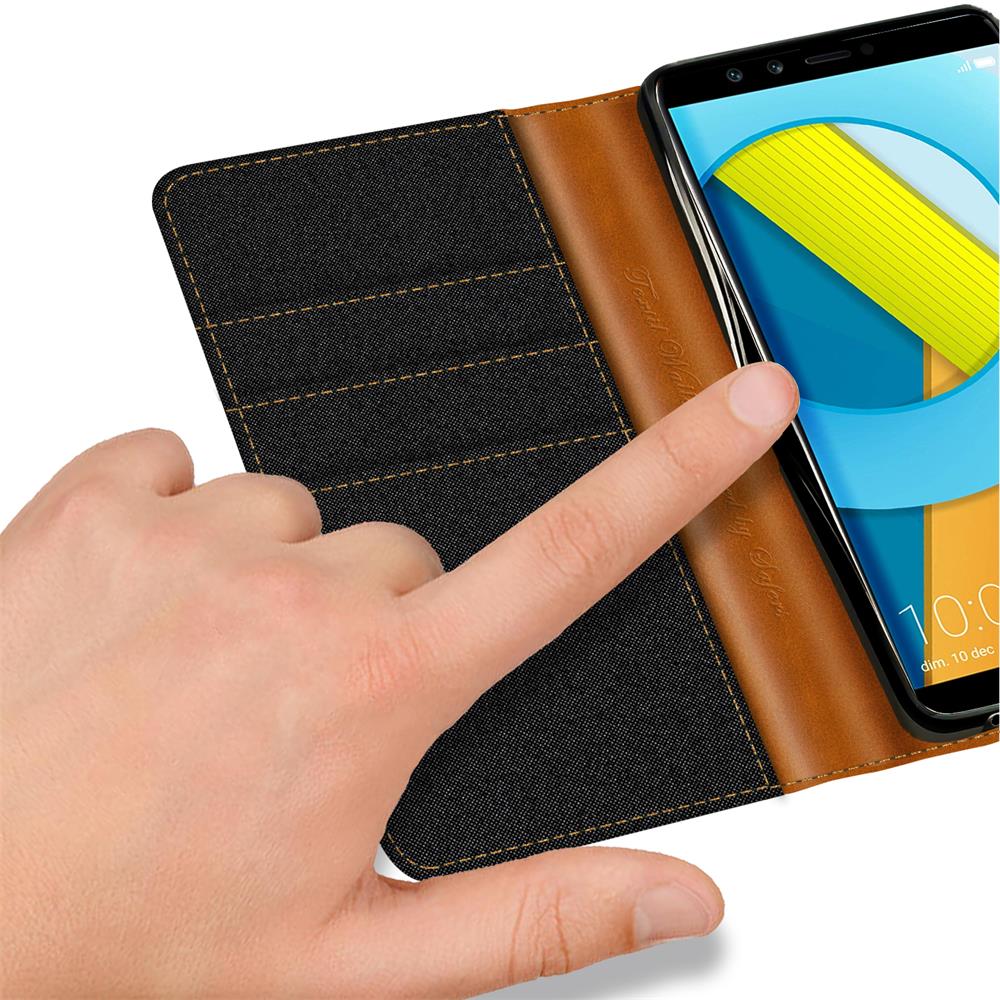 Textil Wallet für Honor 9 Lite in Schwarz
