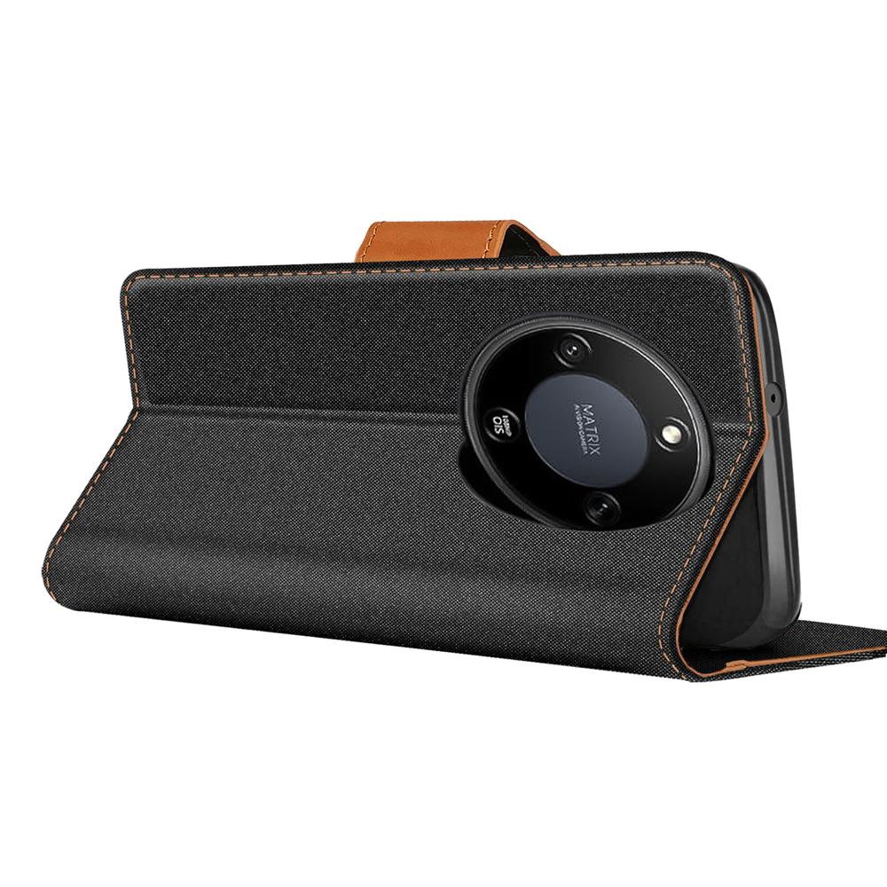 Textil Wallet für Honor Magic 8 Lite in Schwarz