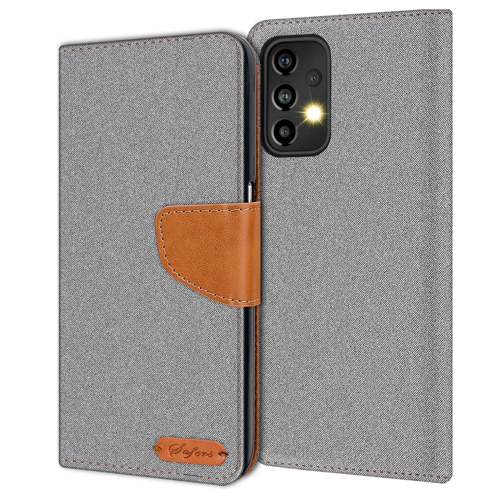 Textil Wallet für Samsung Galaxy A53 5G in Grau
