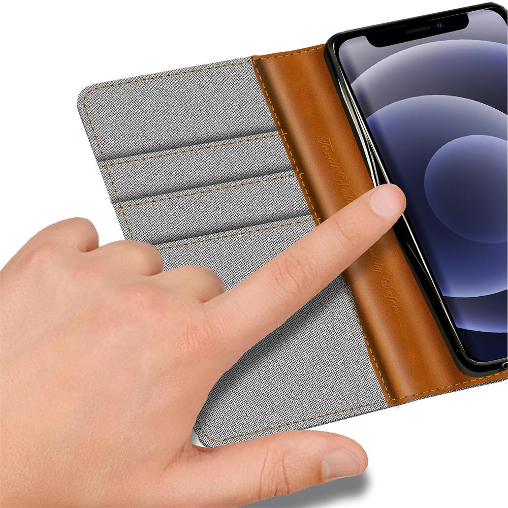 Textil Wallet für Apple iPhone 12 Mini in Grau