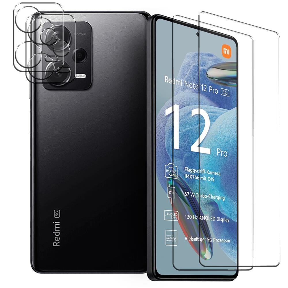 4in1 Glas Set für Xiaomi Redmi Note 12 Pro 5G