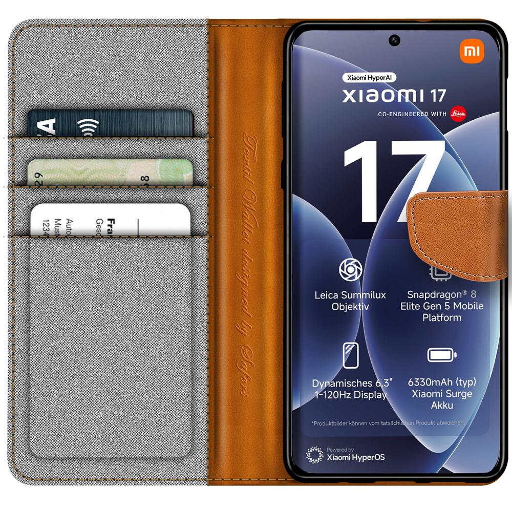 Textil Wallet für Xiaomi 17 in Grau