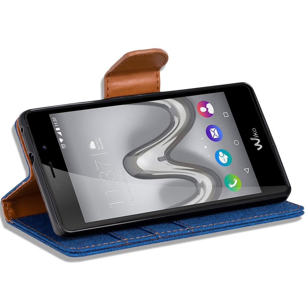 Textil Wallet für Wiko Tommy in Blau