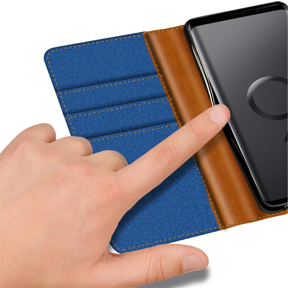 Textil Wallet für Samsung Galaxy S9 Plus in Blau