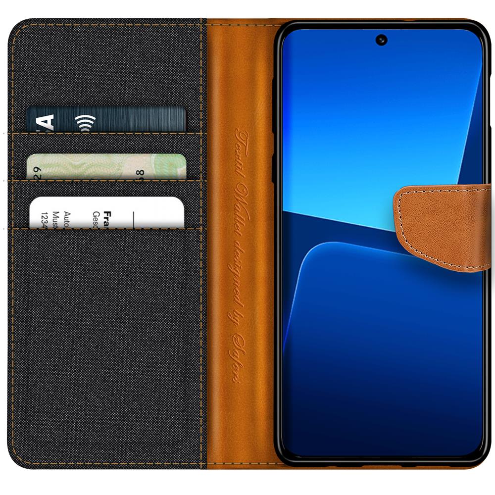 Textil Wallet für Xiaomi 13 Pro in Schwarz