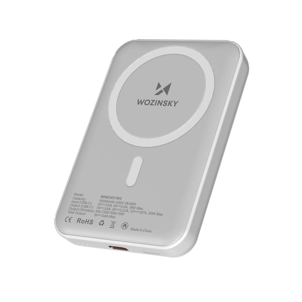 Power Bank - Wozinsky - MagSafe WRW349Y - 10000 mAh in Weiss Power Bank - Wozinsky - MagSafe WRW349Y - 10000 mAh in Weiss