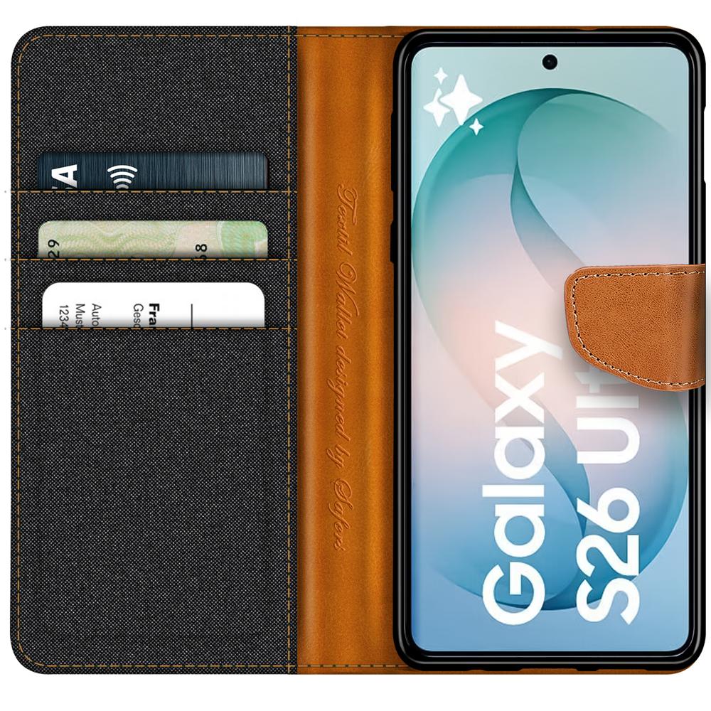 Textil Wallet für Samsung Galaxy S26 Ultra in Schwarz