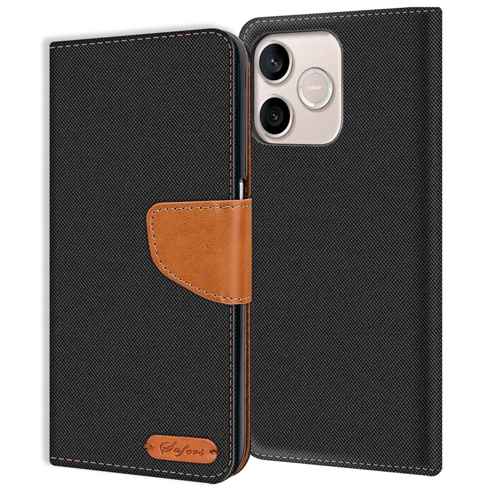Textil Wallet für Honor 600 Lite in Schwarz