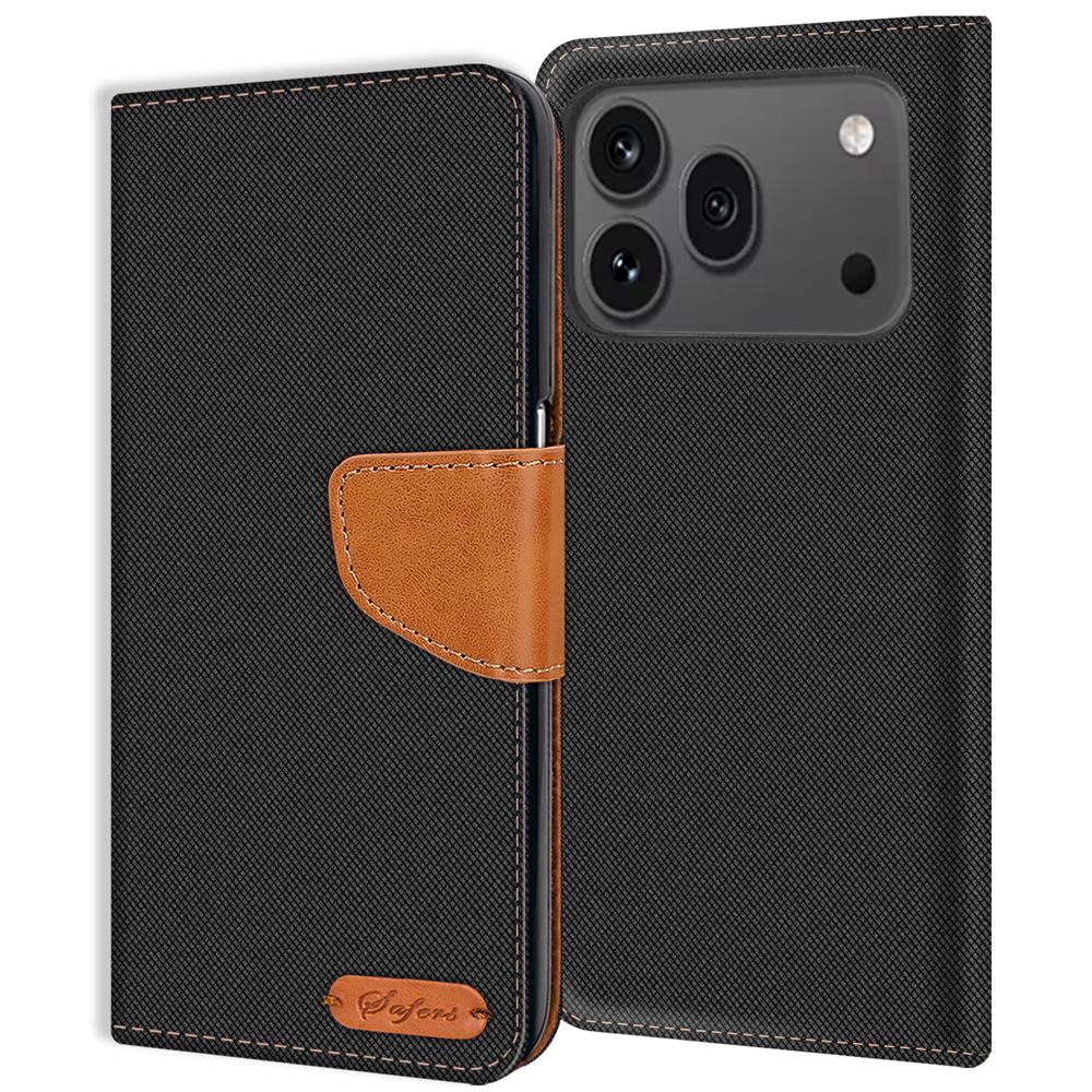 Textil Wallet für Honor 600 Pro in Schwarz
